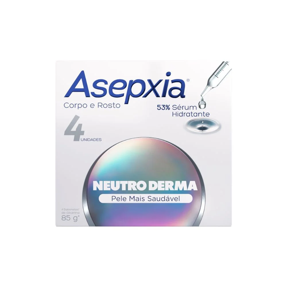 Sabonete em Barra Asepxia Corpo e Rosto 53% Serúm Hidratante Neutro Derma 4 Unidades 85g