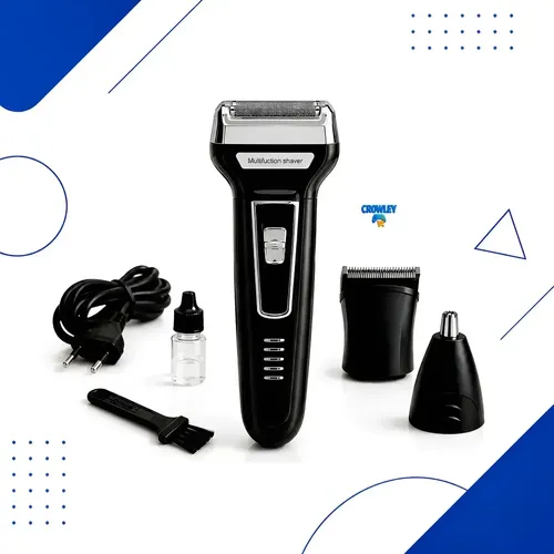 Barbeador Aparador Cortador Kemei 3 Em 1 Km-6558 Recarregável Preto 127/220v