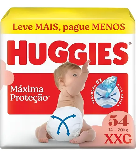 Fralda Huggies Max Prot Hiper Xxg C/54 Extra Extra Grande (xxg) Sem Gênero