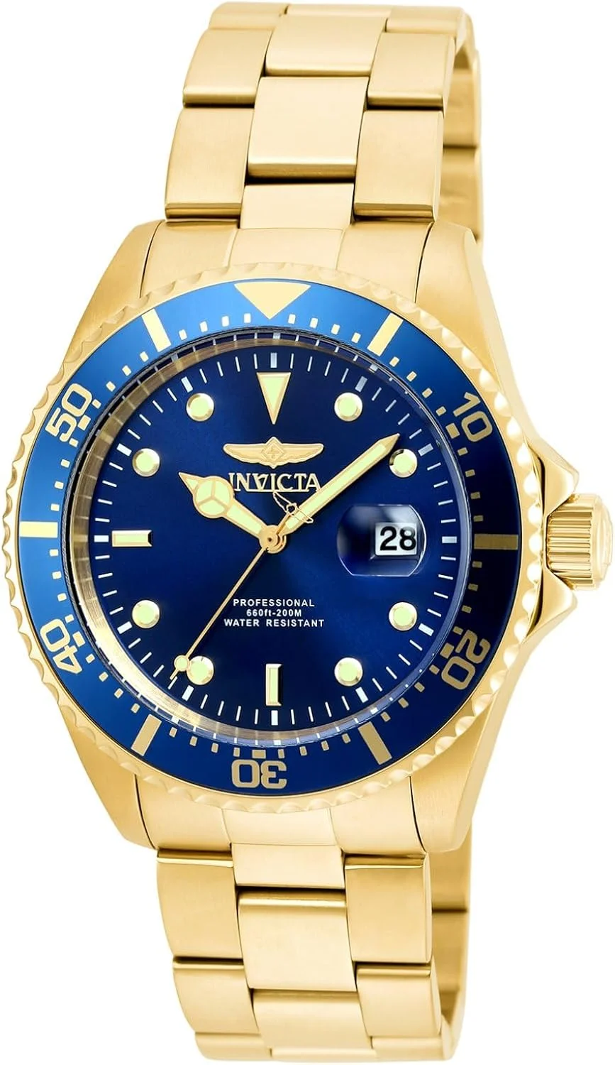 Invicta Relógio masculino Pro Diver 43 mm aço e dourado de quartzo de aço inoxidável, dois tons, dourado (modelo: 22057, 22058, 22062, 22063), Dourado, 22063