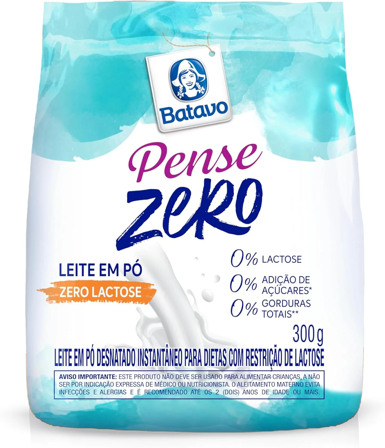 Leite em Pó Desnatado Instantâneo Batavo Pense Zero Sachê 300g