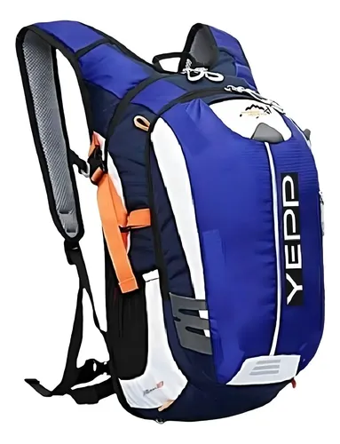Mochila Hidratação Ciclismo Corrida Trilha Esportiva Acampamento Bolsa D'agua 2 Litros Com Refil Incluso Marca Wbb Cor Azul Listras