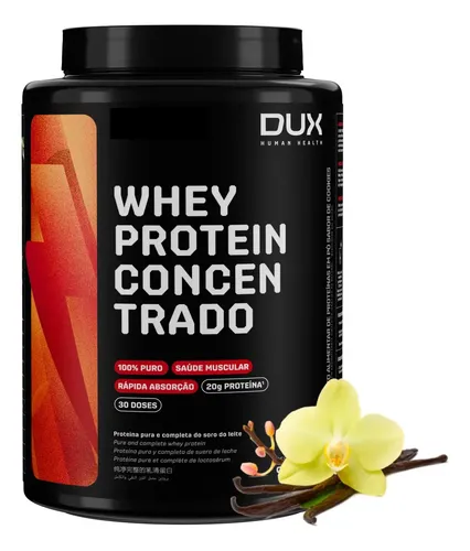 Dux Whey Concentrado 100% Puro Para Ganho De Massa - 900g Sabor Baunilha Baunilha