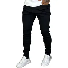 Calça Skinny Preta Masculina Jeans Com Elastano Lycra Preto 44