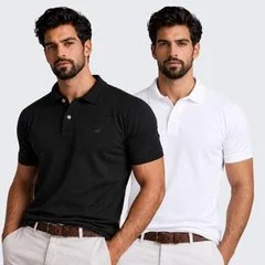 Kit 2 Camisa Polo Masculina Piquet Manga Curta