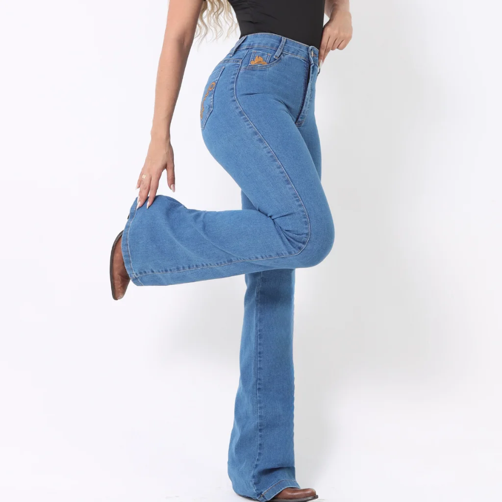 Calça FLER BORDADA Texana Montaria Jeans Grosso com Lycra Rodeio