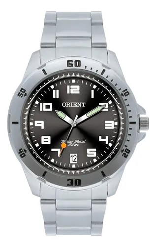 Relógio De Pulso Orient Mbss1155a Com Correia De Aço Inoxidável Cor Prata - Fundo Preto