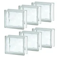 Kit 06 Blocos de vidro Wave 19x19cm incolor