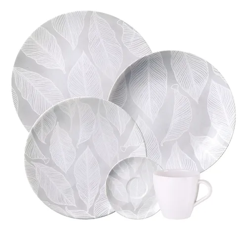 Aparelho De Jantar Tramontina Arbo Porcelana 20 Peças Cinza Florido