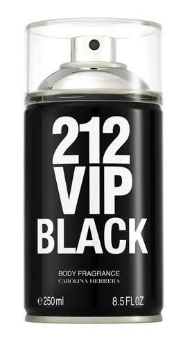 Perfume Carolina Herrera 212 Vip Men Black Body Spray 250ml Masculino - Body Splash De Longa Fixação