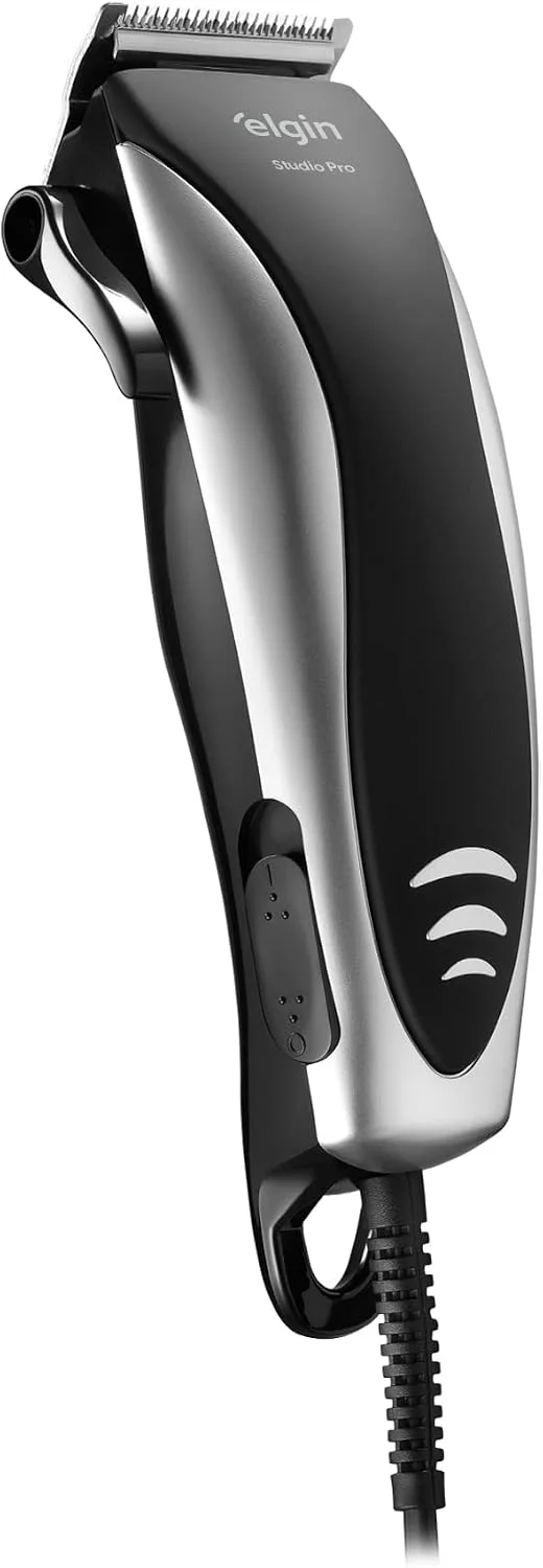 Cortador Aparador de Cabelo e Barba Studio Men Elgin com 8 acessórios Preto e Prata 110V