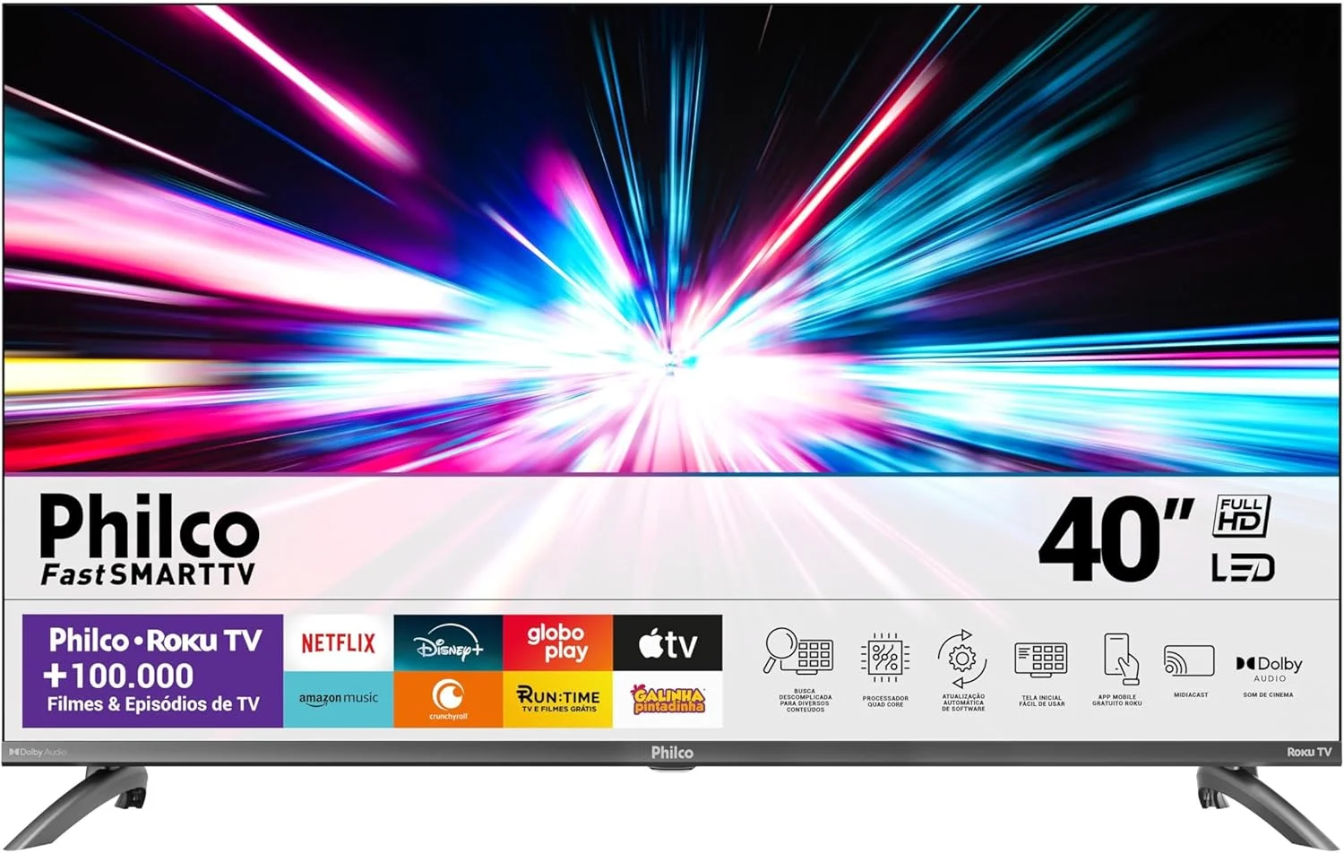 Smart TV 40” Philco Roku TV LED Dolby Audio PTV40M9GR2CGB