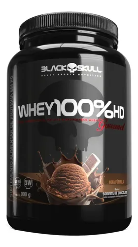 Whey 100%hd Gourmet 900g Black Skull Sabor Chocolate