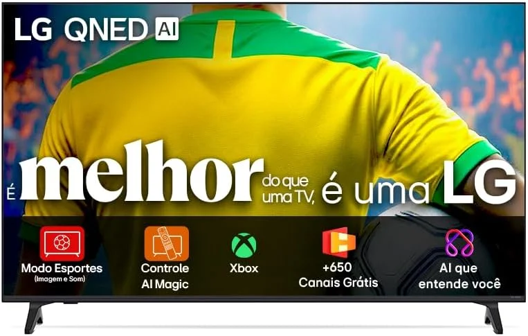 Smart TV 4K 65" LG QNED73 Portal de Games Processador AI α7 Ger8 4K Super Upscaling Google Cast Integrado Controle AI Magic WebOS 25 Modo Esportes Alerta de Esportes