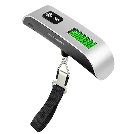 Pocket Balança Digital Portátil de Mão Até 50kg Com Alça Trava, Visor LCD Grande Para Bagagem, Pesca e Alta Precisão Ideal para Bagagem Pesca e Uso Doméstico Compacta e Resistente Linha Premium
