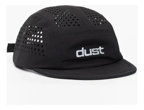 Boné Five Panel Corrida Performance Airtech Preto Aba Curta Esportivo Dust Company Strapback Ajustável Ultraleve Ventilado Un Liso