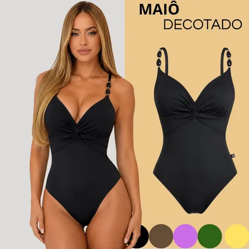 Maiô Feminino Praia Suplex Poliamida Premium Body Comfortáve Preto Lisa Gg(44-46)