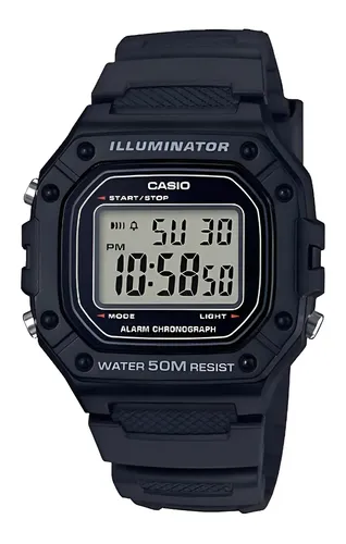 Relógio De Pulso Casio Youth W-218h-1av Preto Cinza/preto
