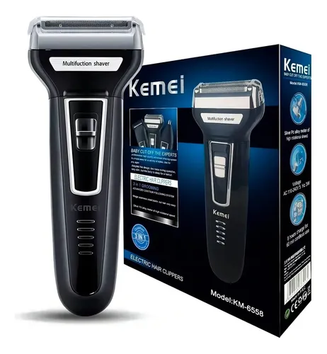 Barbeador Aparador 3 Em 1 Kemei Km-6558 Nariz Barba Cabelo Recarregável Preto 127/220v