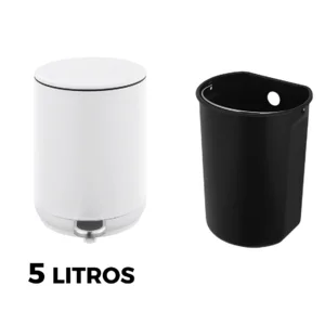 Lixeira Cozinha Escritório 5l Branca Pedal Com Amortecimento