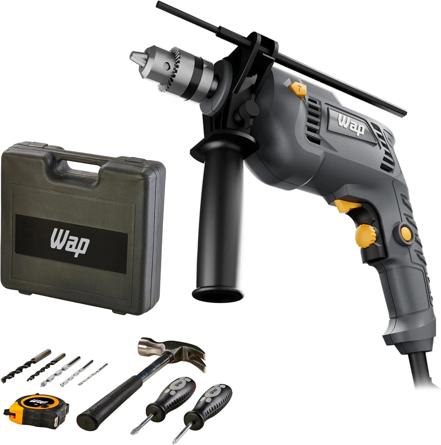 WAP Parafusadeira e Furadeira de Impacto 3/8" WF-700K10, com 11 Acessórios e Maleta, Controle de Velocidade, 700W 220V
