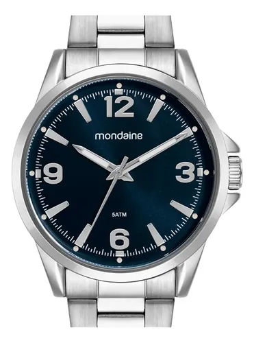 Relógio Mondaine Masculino Analógico Azul Prateado Azul