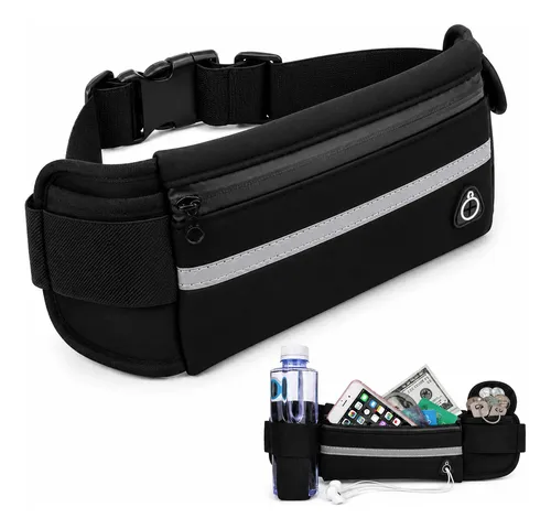 Pochete Esportiva Running Porta Celular E Garrafa Preto Lisa