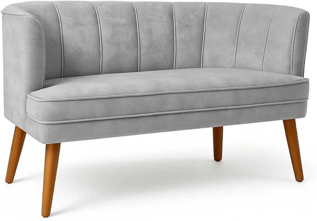 Sofá Namoradeira Resistente para Clínica Confortável Tecido Veludo Sala de Espera MOBLAN decor (Cinza)