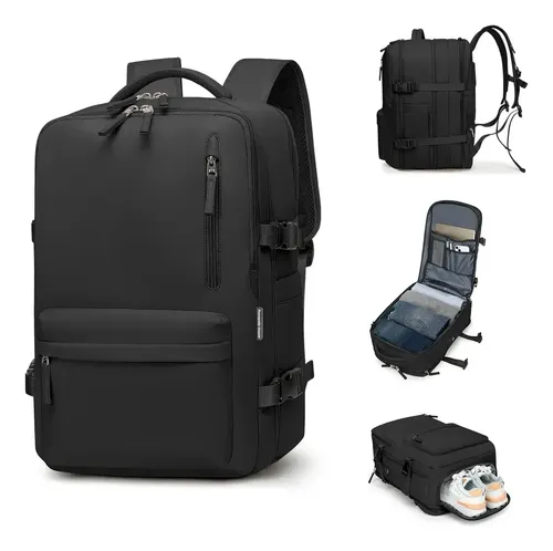 Mochila Viagem Impermeavel Executiva Grande Para Notebook Preto Liso