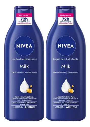 2 Loção Nivea Body Milk Hidratante Pele Seca Extrasseca Neutra