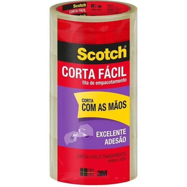 campanha_Fita de Empacotamento Scotch Corta Fácil – 45 mm x 40 m, 3M - PT 4 UN