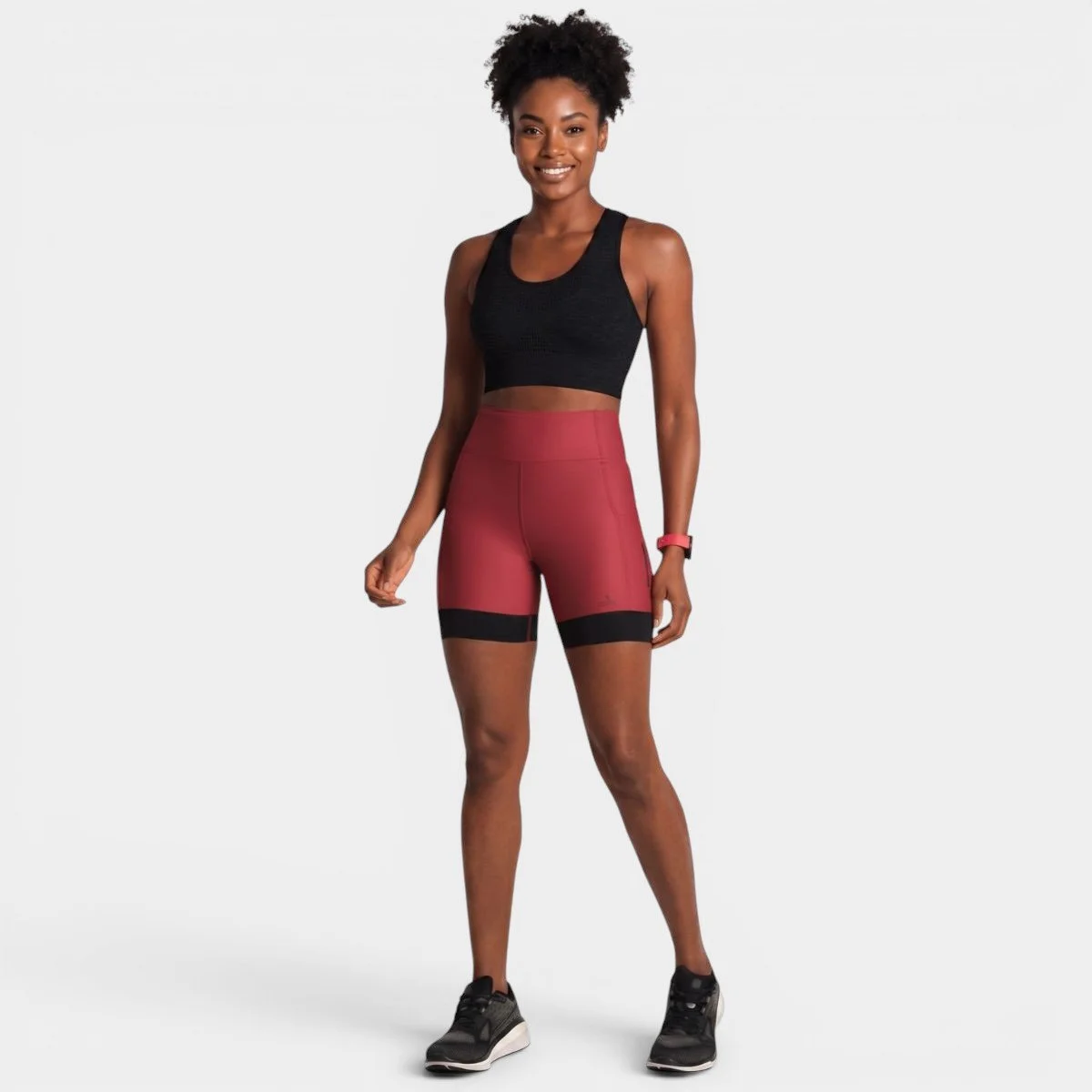 Bermuda Lupo LSport Run 7 Pocket Feminina - Vermelho e Preto
