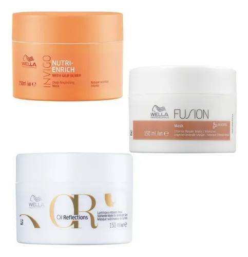 Kit Wella Máscaras: Fusion, Oil Reflections, Invigo Enrich