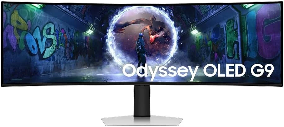 Monitor Samsung Odyssey OLED G9 49", DQHD, 240Hz, 0.03ms, ajuste de altura, G-sync, FreeSync Premium Pro, DP, HDMI, Micro HDMI, prata