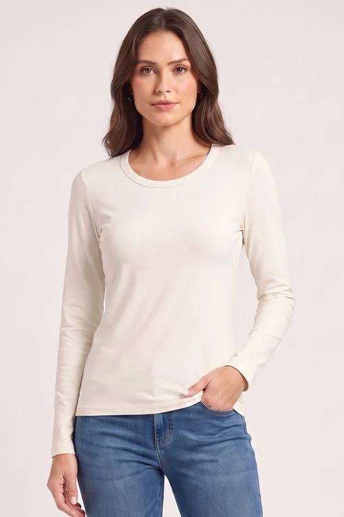 Camiseta Feminina Manga Longa Polo Wear Off White