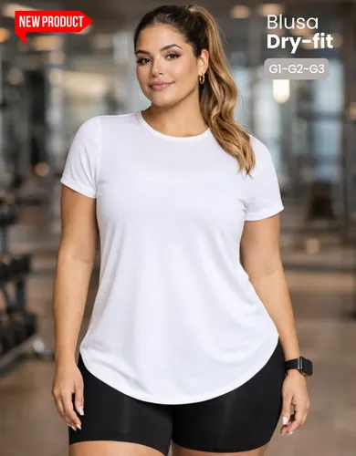 Blusa Plus Size Feminina Dry Fit Academia Fitness Gg Ao G3 White G2 (48/50)