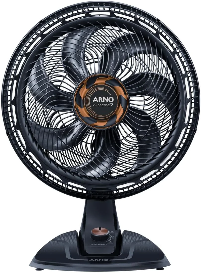 Ventilador de Mesa Arno X-TREME 7 Cinza 40cm VE71, 150W, 7 Pás, 3 Velocidades, Oscilação 80º, Power Zone, Modo Noturno Silencioso, 220V