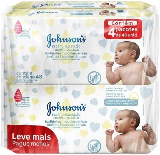Lenços Umedecidos JOHNSON'S® Baby Recém Nascido, 48 unidades