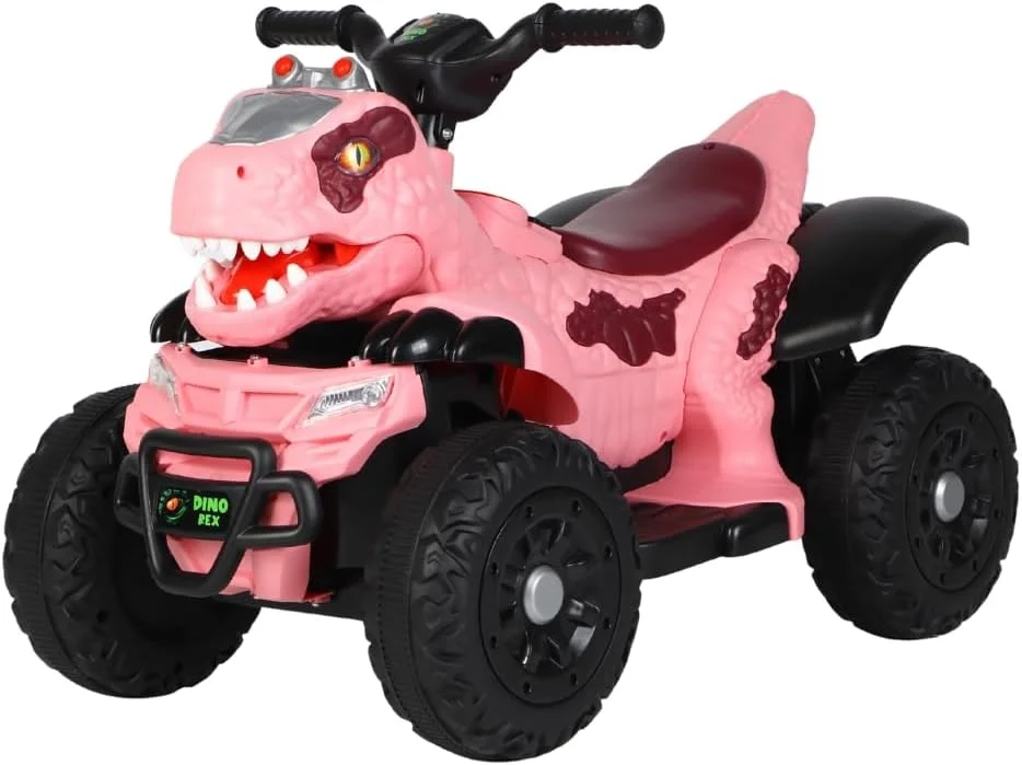 Quadriciclo Elétrico Infantil Marcha Frente/Ré Dino MaxiToys (Rosa)