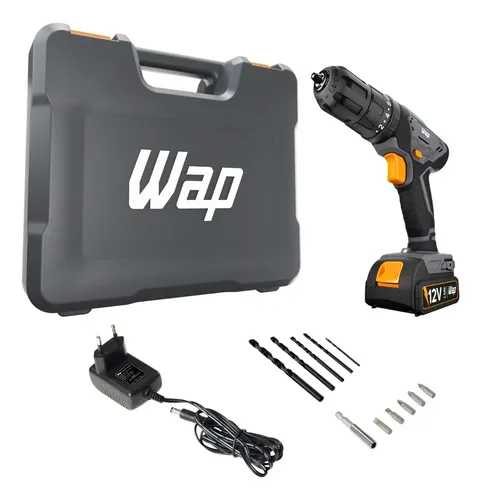 Parafusadeira E Furadeira De Impacto Wap Wf 12k4.2 Com Indicador De Nível De Bateria E Maleta Preto 12v 60hz