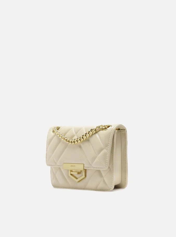Bolsa Tiracolo Branca Couro Pequena Matelassê Corrente