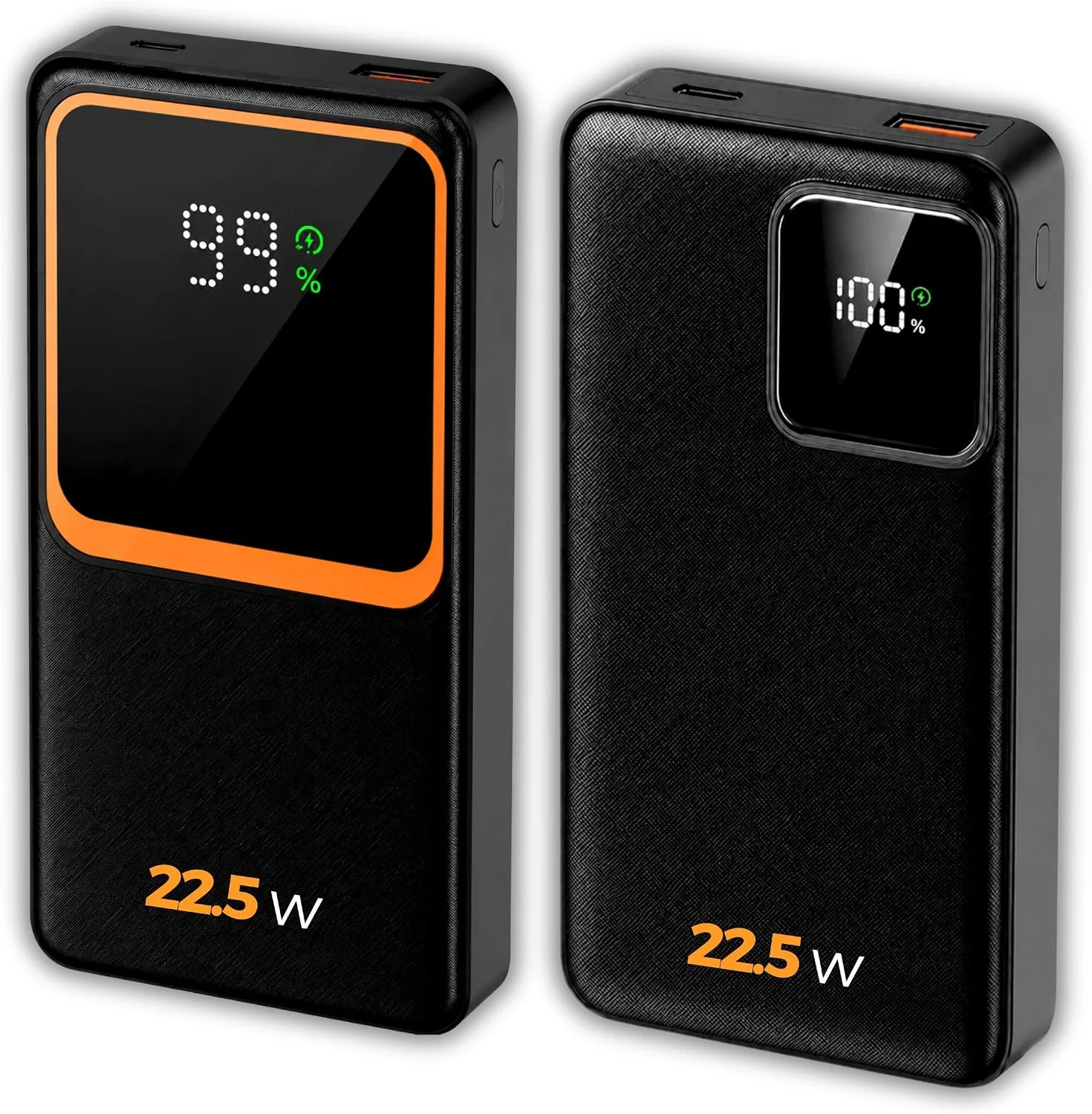 Carregador Portátil (Power Bank) 20000Mah Turbo 22.5w Carregamento Ultra Rápido PD Visor Led com 2 Saídas Compatível com Android e IOS (Preto)
