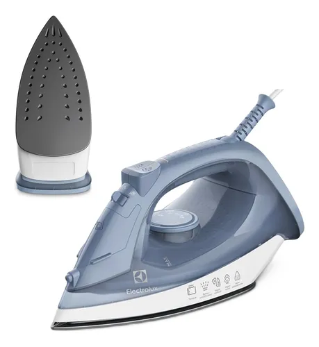 Ferro De Passar Seco E Vapor Electrolux Efficient Base Antiaderente Vapor Vertical Extra 1200w De Potência Cabo 1,35m Esi10 Azul 127v