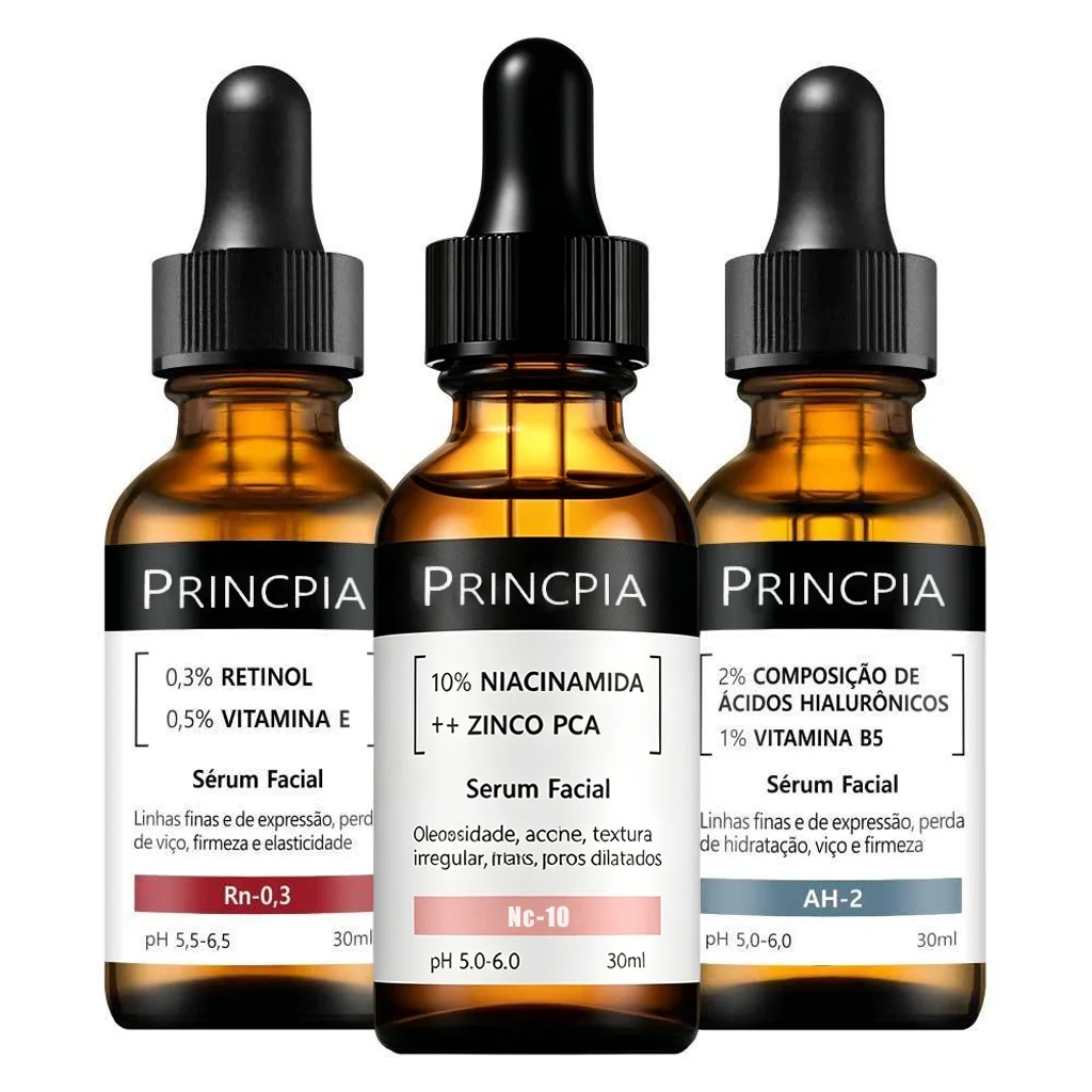 Kit Rejuvenescedor Essencial - Sérum Vitamina C + Retinol + Ácido Hialurônico + nc-10