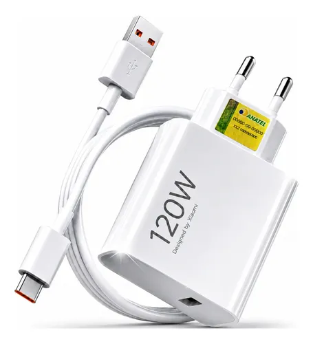 Carregador Turbo 120w Usb-c Para Xiaomi Redmi Poco X7 Branco