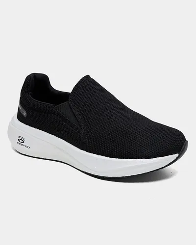 Tênis Rainha Back ||| Slip On Calce Facil Academia Caminhada Preto/branco Lisa 42
