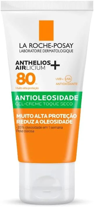 Protetor Solar Facial FPS 80, La Roche-Posay Anthelios Airlicium+, 96% de Controle da Oleosidade, Toque Seco, com Tecnologia Airlicium, Niacinamida 2% e Zinco PCA, Sem Cor, 40g