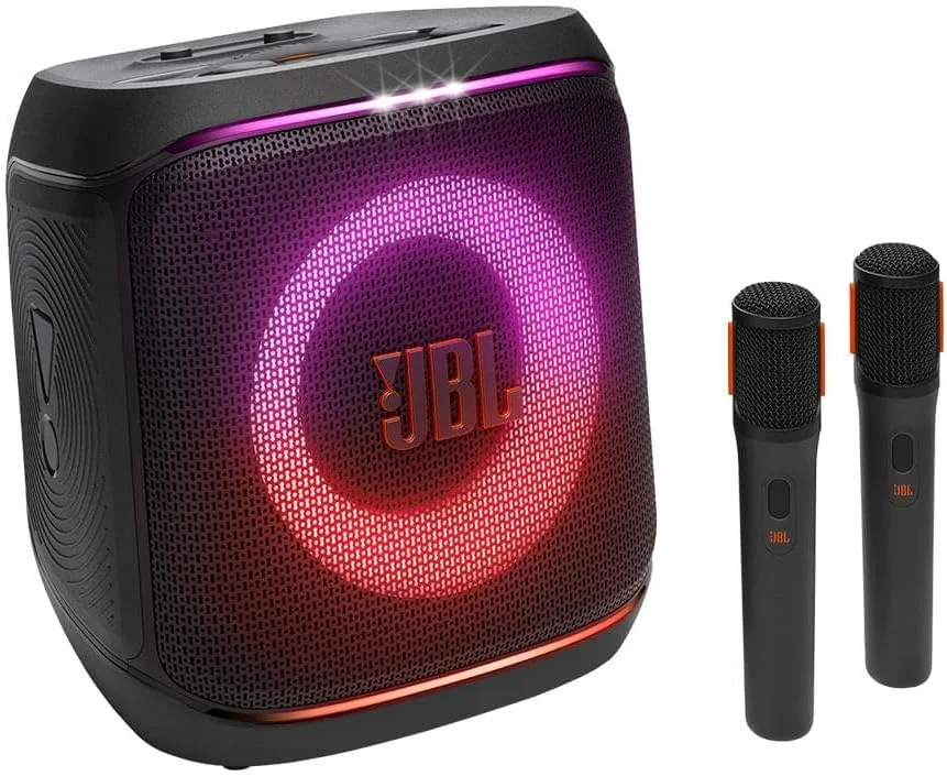 JBL, Caixa de Som, PartyBox Encore Essential 2 Mic, Show de Luzes, Bluetooth, Portátil, Resistente a Respingos, Bateria de até 15h, Som JBL Pro Sound, AI Sound Boost, 100 W RMS