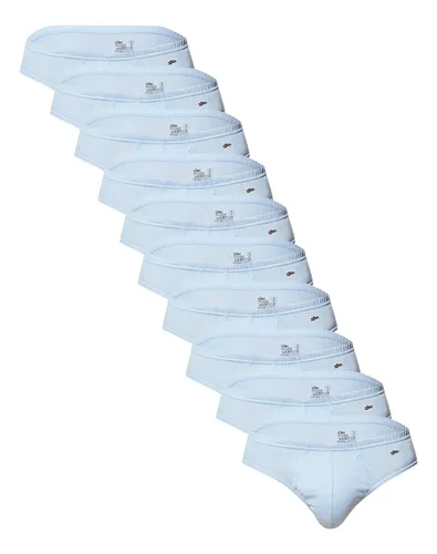 Kit Com 10 Cuecas Slip 100% Algodão Zorba Lisa Denim M