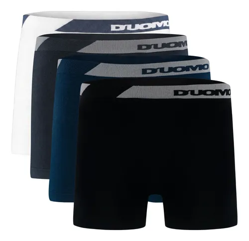 Kit 4 Cuecas Boxer Toque Gelado Duomo Poliamida Sem Costura G 1 Branco - 1 Chumbo - 1 Marinho - 1 Preto Cueca Box Duomo Cueca... Kit Cueca Boxer  Cueca Boxer Dry Fit